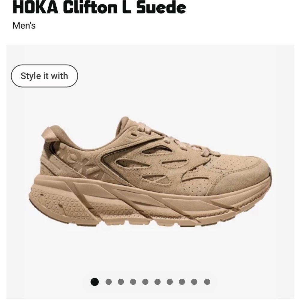 Hoka Clifton L Suede Tan Athletic Shoes